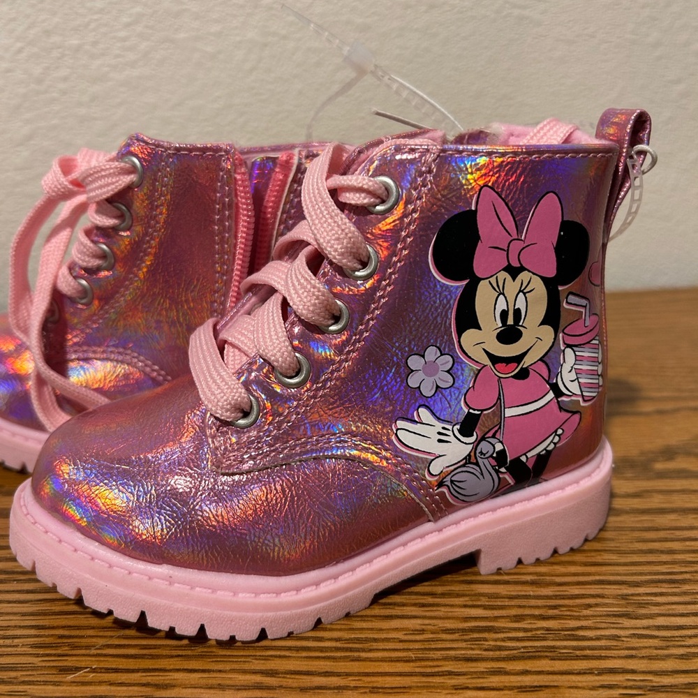 Disney Pink Metallic Minnie Mouse Boots NWOT - Picture 8 of 11